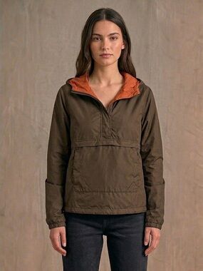 Abercrombie & Fitch Brown Hooded Jacket with Orange Lining